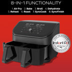 Instant Pot Vortex Plus XL 8QT ClearCook Air Fryer, przezroczyste okienka, programowanie niestandardowe, 8 funkcji w 1, które chrupią, grillują, smażą, odwadniają, pieczą i podgrzewają, od twórców Instant Pot, czarny