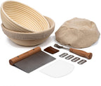 Banneton Bread Proofing Basket, Kook, Sourdough Proofing Bread Basket, Bread Banneton Proofing, Artisan Sourdough Making Baskets, 9 Inch Rattan Baskets and Cloth Liners, Set of 2, Round