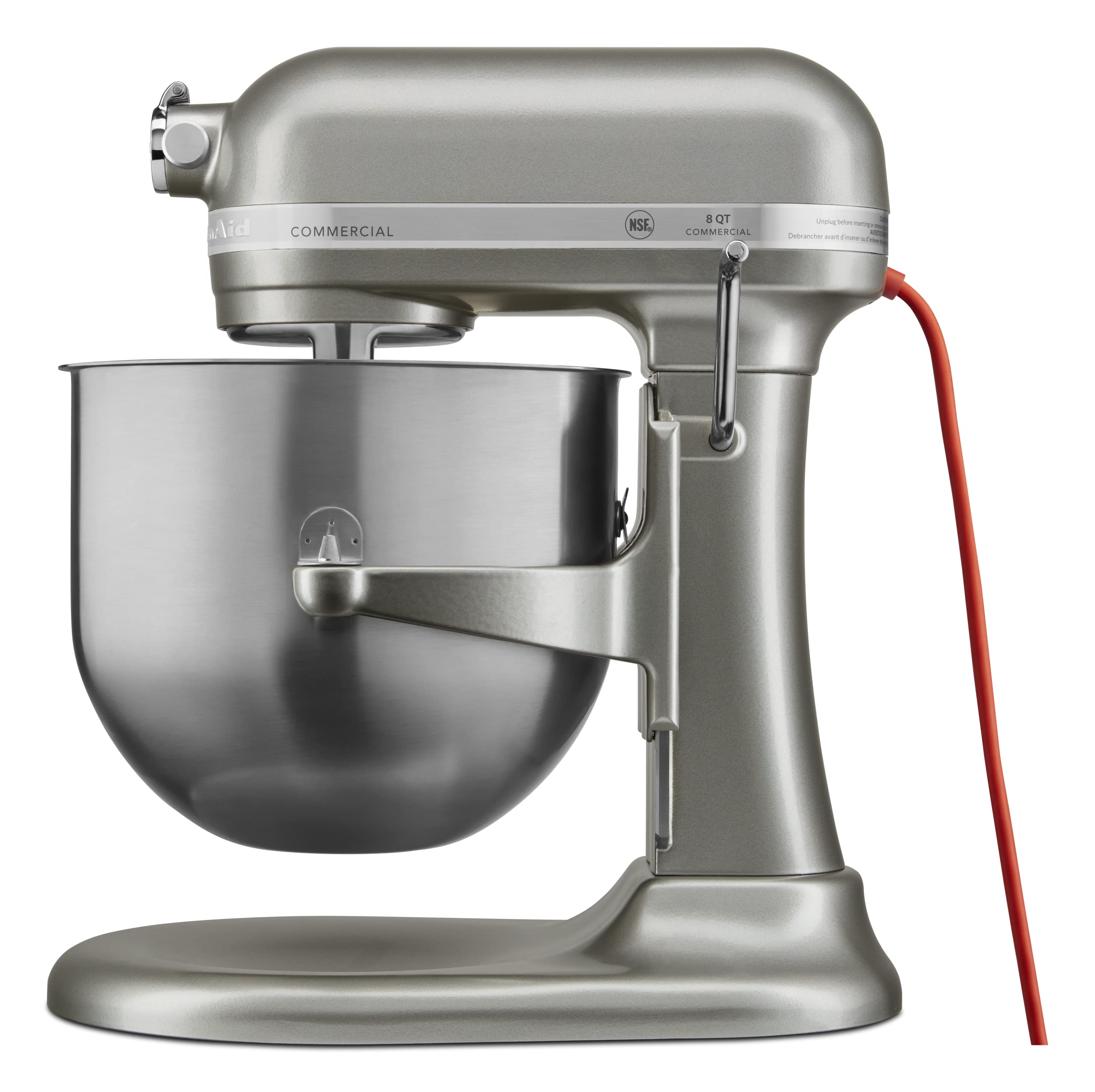 KitchenAid KSM8990CU 8-літровий комерційний настільний міксер, 10 швидкостей, редукторний привід, контурно-сріблястий