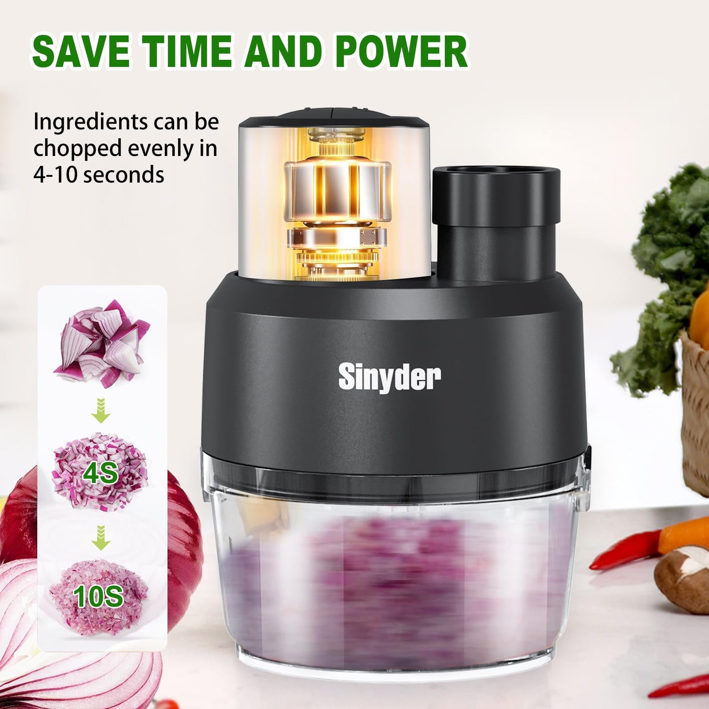 Mini Food Processors 4 Cup,Electric Food Chopper,Small Meat Grinder with 2 Bowls,2 Speed & 2 Different Function Blades for Vegetable, Meat, Nuts,Functions for Mincing, Dicing, Shredding,Slicing