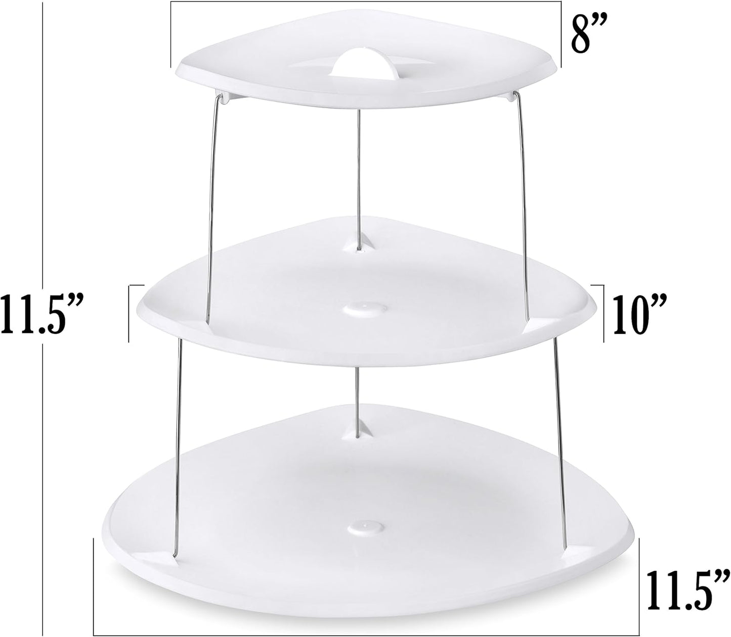 Masirs Collapsible 3-Tier Party Tray: Decorative Design Folds for Minimal Storage. an Elegant Serving Tray for Sandwiches, Cake, Sliced Cheese, and Deli Meat.