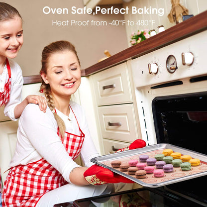 Angadona Macaron Silicone Baking Mats Kit (16pcs set) Macaroon Baking Mat Set of 2 Half Sheet Macaron Silicone Mat Nonstick Macaron Mat Sheet,6 Piping Tip,2 Piping Bag with 3 Bag Tie,2 coupler