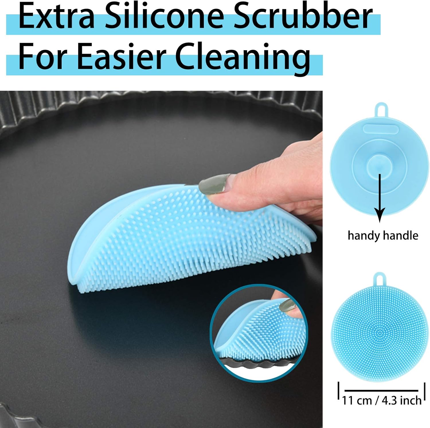 Mini Tart Pans with Removable Bottom 4 inch Set of 10, Non-stick Round Quiche Pan Heavy Duty Carbon Steel for Mousse Cakes, Christmas Dessert Baking with Silicone Scrubber