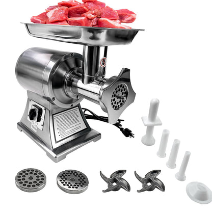 Commercial Meat Grinder,550Lb/H 1100W Heavy Duty Stainless Steel Electric Food Grinder Meat Mincer,Industrial Sausage Stuffer Maker with 2 Blades, Grinding Plates,Sausage Stuffing Tubes