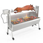 ROVSUN Rotisserie Grill Kit 176 Lbs Capacity, Electric Rotisserie Grill Pig Lamb Spit Roaster Stand w/Lockable Wheels Wind Baffle Adjustable Height, BBQ Spit Rod for Outdoor Party Camping (46")