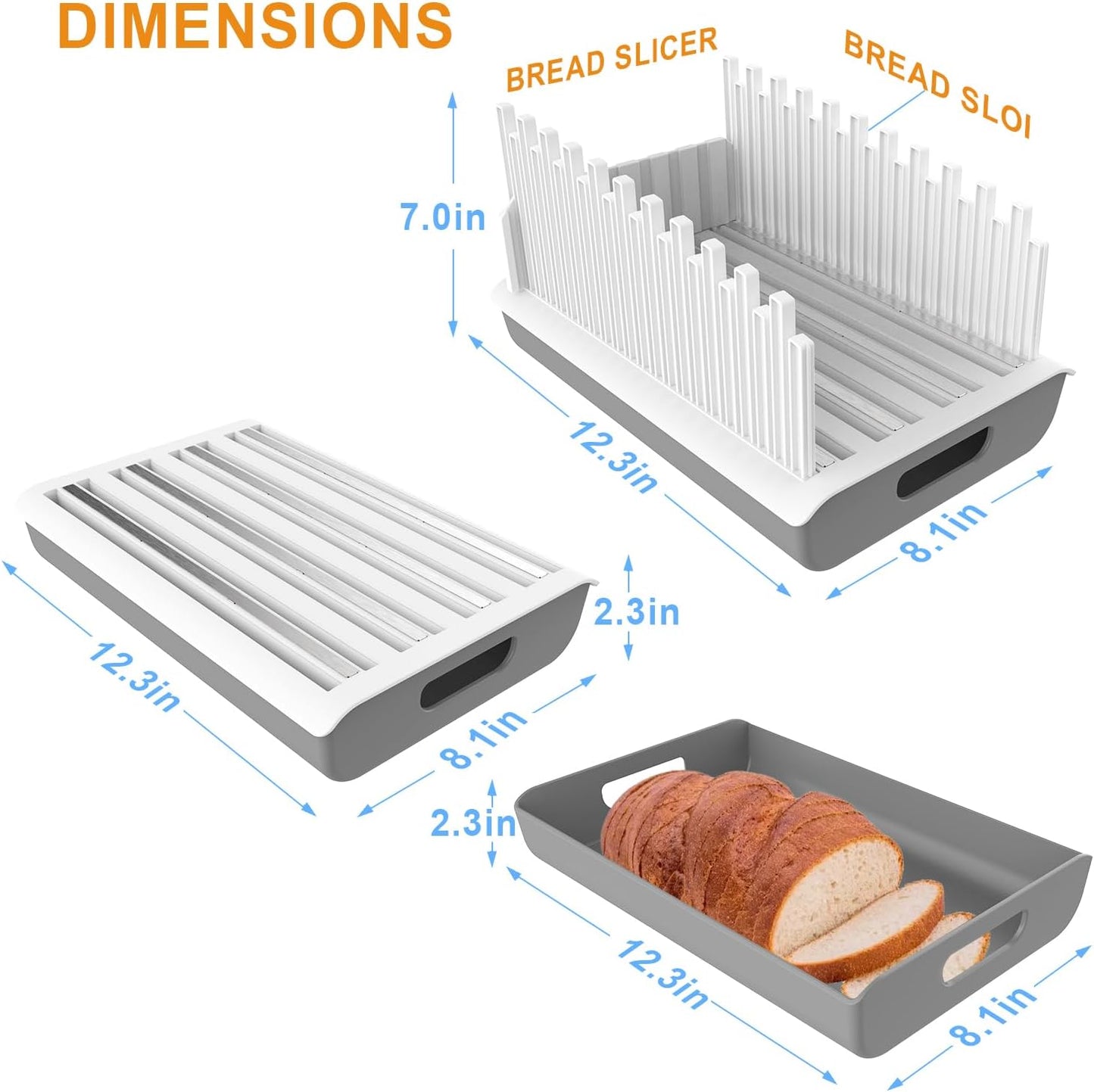 Jumeihui Bread Slicer For Homemade Bread,Bread Slicer Guide For Width Is Adjustable And Replaced,Bread Loaf Slicer With Crumb Tray,Suitability For Homemade Bread, Bagels, Cakes