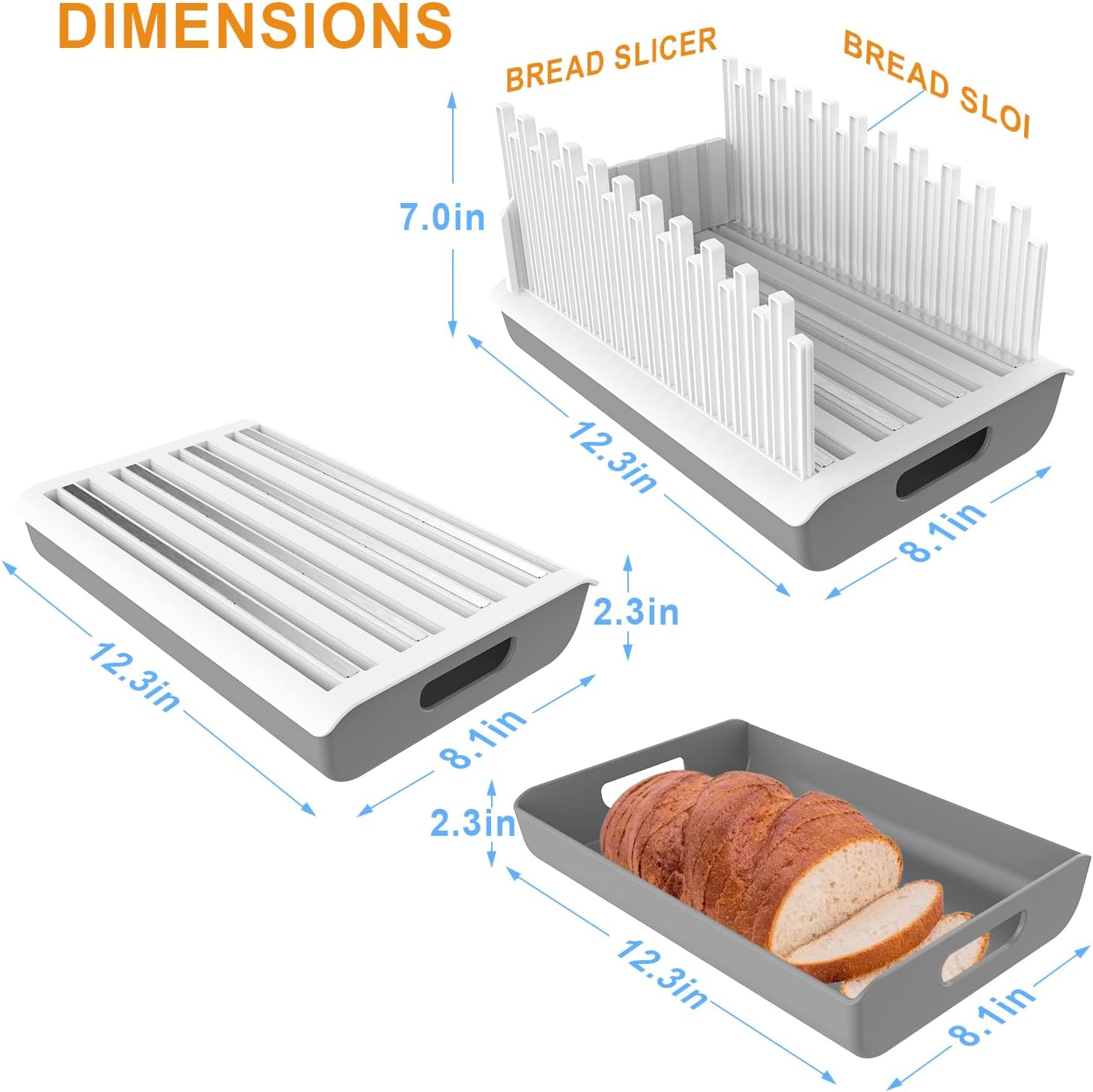 Jumeihui Bread Slicer For Homemade Bread,Bread Slicer Guide For Width Is Adjustable And Replaced,Bread Loaf Slicer With Crumb Tray,Suitability For Homemade Bread, Bagels, Cakes