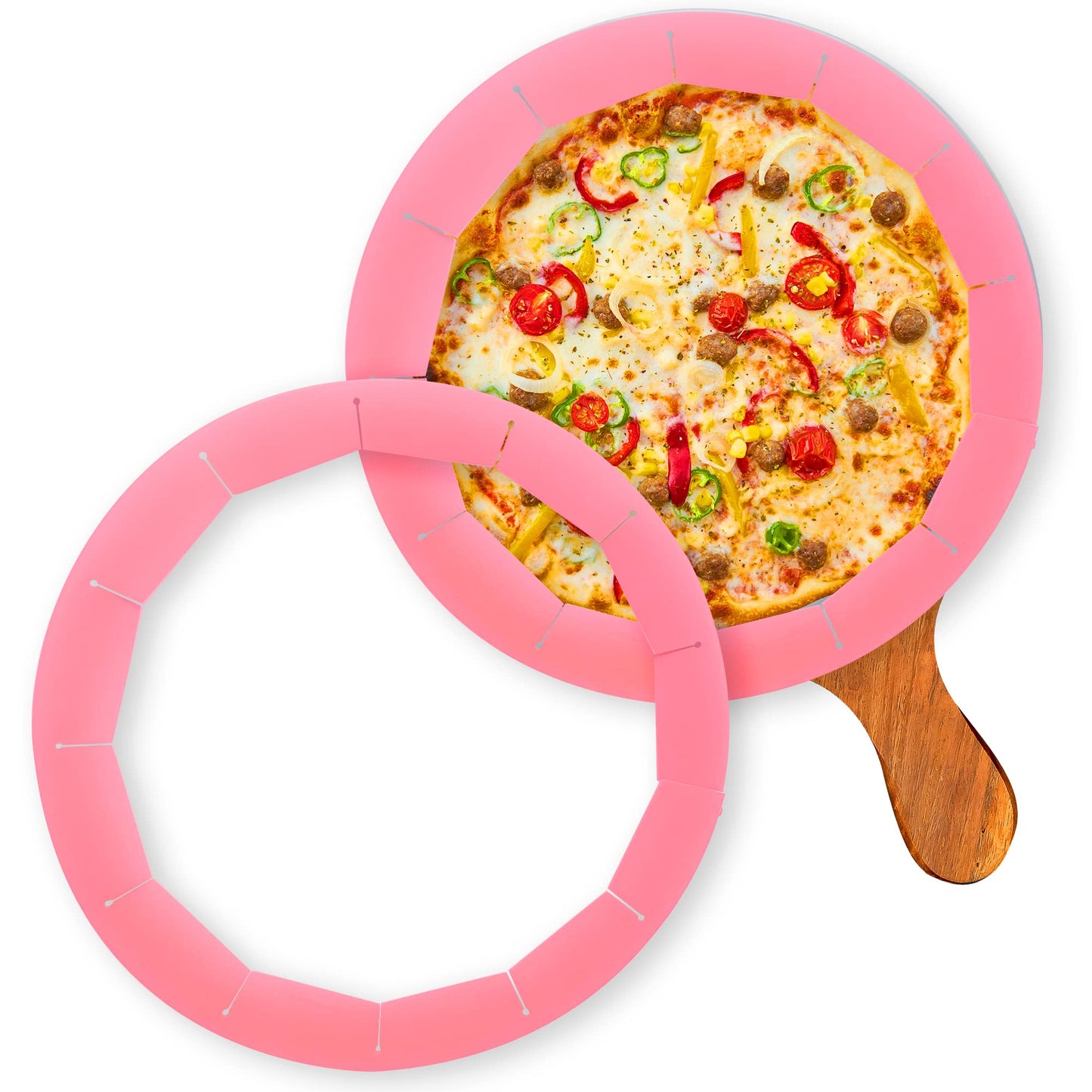 2 Pack Adjustable Silicone Crust Shield, BPA-free Pie Crust Protector Cover Kitchen Tool for Baking Pizza, Fit 8-10.7 Inch Pies - Dishwasher Safe (Red)