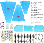 Reusable Piping Bags and Tips Set - Silicone Pastry Bags 3X (12’’+14’’+16’’) with Icing & Frosting Tips for Cake Decorating, Cupcakes, Cookies, Deviled Eggs, and Baking Accessories, Baking Tools Kit