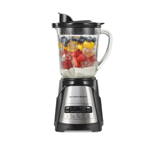 Hamilton Beach Power Elite Wave Action Blender For Shakes and Smoothies, 40 Oz Glass Jar, 12 Functions Including Puree, Crush Ice, Black, 700 Watts, Black (58148A)