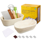 Banneton Bread Proofing Basket Banneton Basket Set Sourdough Proofing Basket Round Proofing Bowls Handmade Rattan Baskets and Liners (Round 9 inch set of 2)
