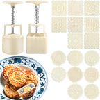 Chinese Traditional Mid-Autumn Mooncake Mold，Biscuit Stamping Machine，18 pcs 100g/125g Different Round And Square Flower Pattern For 2 Sets.