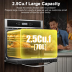 AMZCHEF Piekarnik ścienny pojedynczy 24" Wbudowany piekarnik elektryczny z 11 funkcjami, 8 automatycznymi przepisami, 2800 W, 240 V, 2,5 Cu.f Piekarnik ścienny konwekcyjny ze stali nierdzewnej, sterowanie dotykowe, timer, blokada bezpieczeństwa, ulepszony