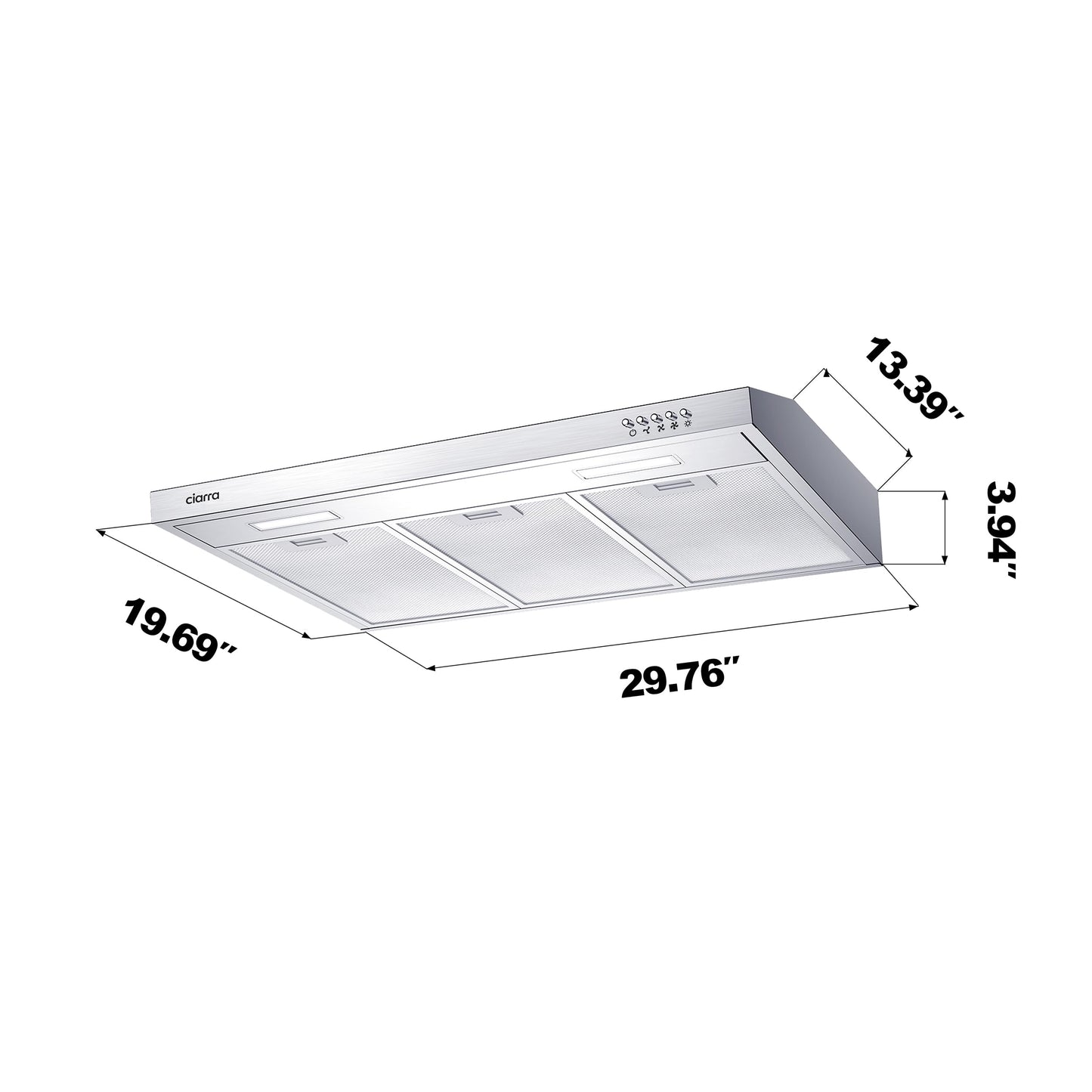 CIARRA Ductless Range Hood 30 inch Under Cabinet Hood Vent for Kitchen Ducted and Ductless Convertible CAS75918A