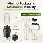 TOPZEE Blender for Smoothies, 1000W Slushie Machine, Bullet Blenders for Kitchen, Personal Portable Blender, Protein Shake Mixer with 24oz Easy Go Cups, Licuadora, Dishwasher Safe, Max 1200W