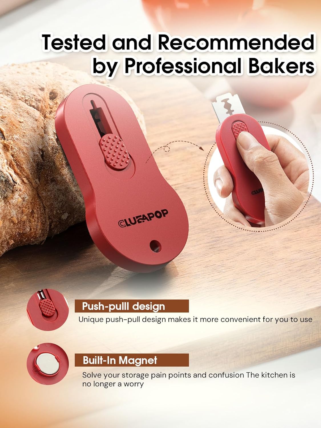 Bread Lame, Magnetic Storage Sourdough Scoring Tool With 5 Individual Blades For Artisan Bread, Essential Sourdough Baking Supplies, Scoring Knife for Bread Baking