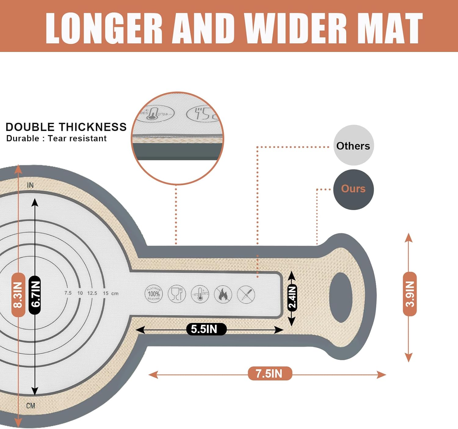 Silicone Bread Sling, 2 Pcs Non-Stick & Easy Clean Dutch Oven Baking Mat with Longer Handles, Silicone Baking Sling to Transfer SourDough Easily, Reusable Bread Mat Set with Storage Bracelets