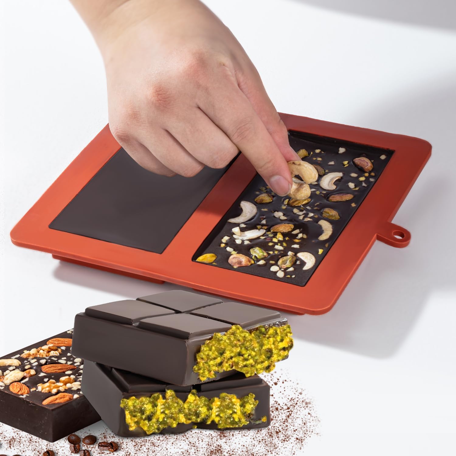 Chocolate Bar Mold Deep Dubai 1 Inch Pistachio Chocolate Bar Silicone Thick Mold for Stuffed Bar, Large Candy Bar Mould for Filling