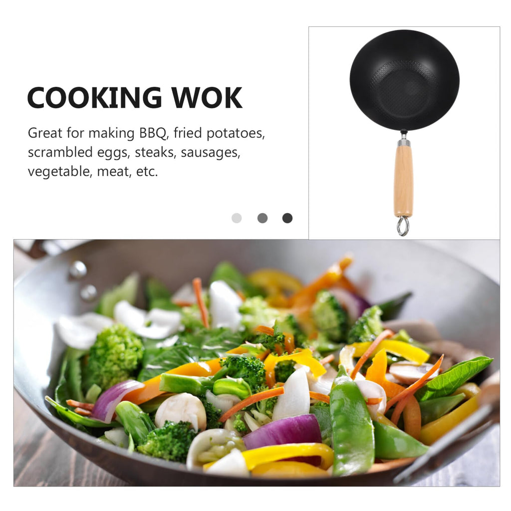 ABOOFAN Small Wok Stir Fry Pan Chinese Wok with Round Bottom Wok Chinese Pow Wok 20cm Japanese Cookware Single Person Wok for Kitchen