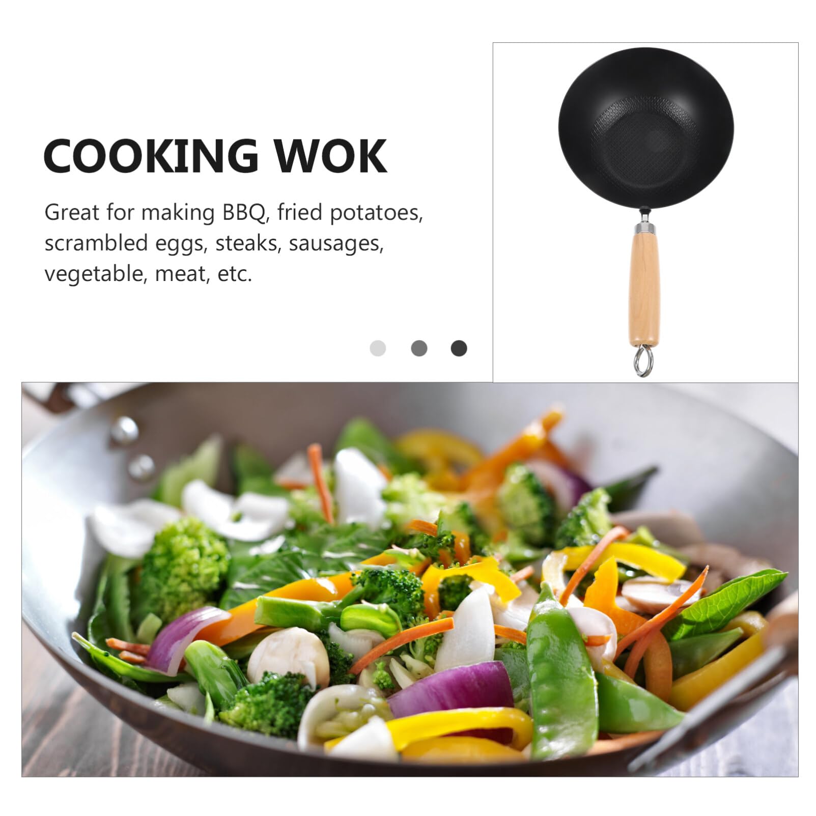ABOOFAN Small Wok Stir Fry Pan Chinese Wok with Round Bottom Wok Chinese Pow Wok 20cm Japanese Cookware Single Person Wok for Kitchen