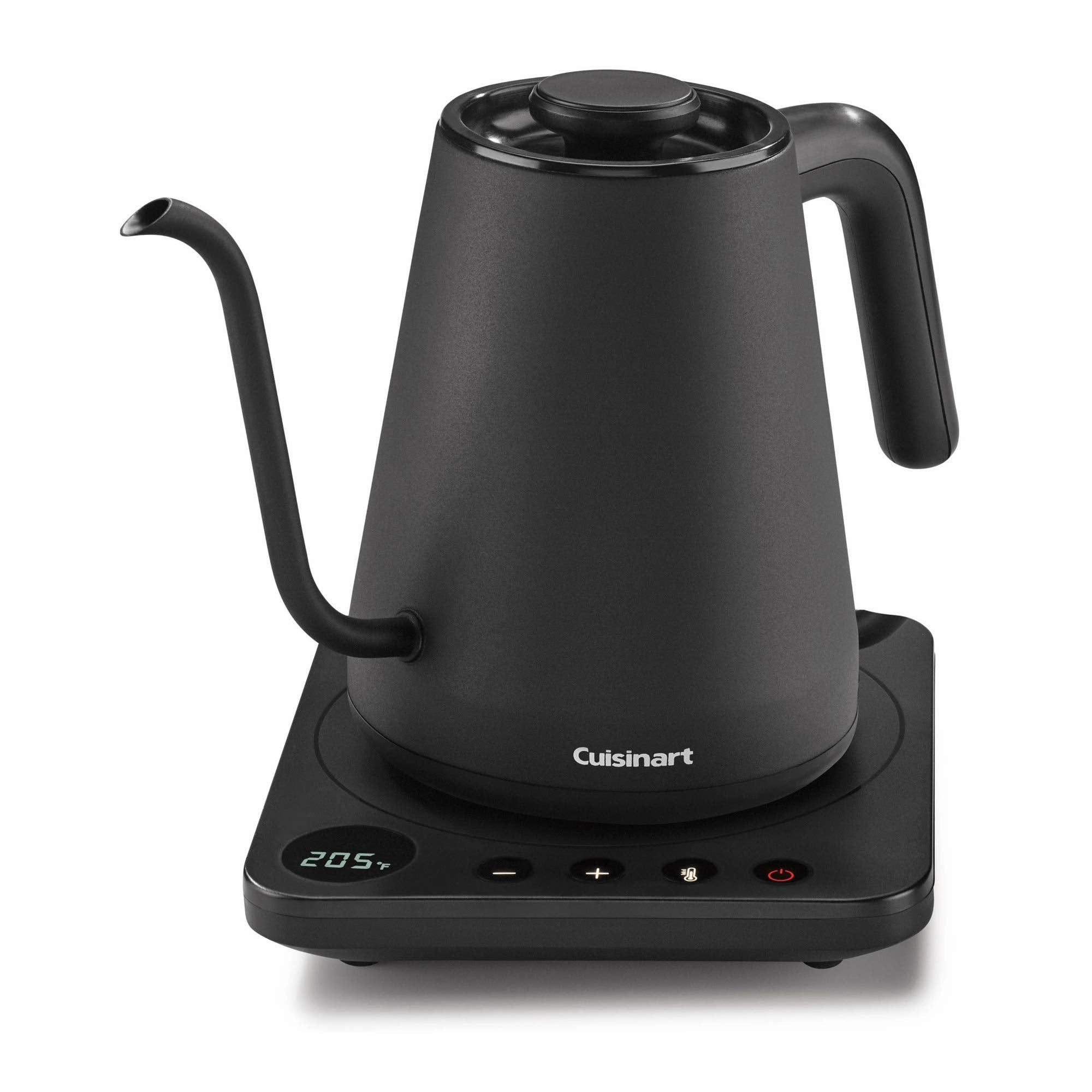 Цифровий чайник Cuisinart GK-1 з гусячою шийкою, прецизійний носик з гусячою шийкою, розроблений для точного контролю наливання, вміщує 1 літр, потужність 1200 Вт забезпечує швидкий нагрів, нержавіюча сталь, чорний колір