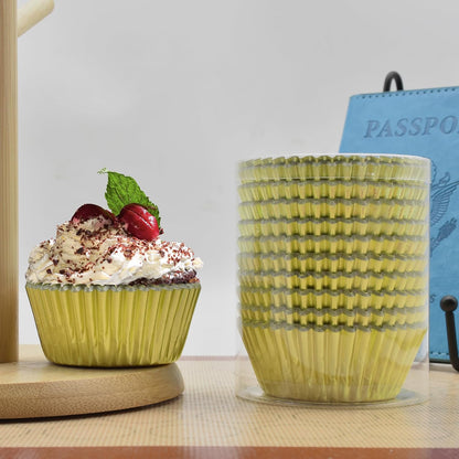 200 Pcs Gold Foil Cupcake Liners Standard Baking Cups Muffin Paper Cases