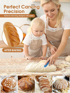 Bread Lame Dough Scoring Tool, Extractable & Magnetic Sourdough Scoring Tool for Sourdough Bread Baking, Bread Making, Bread Scoring Tool with 5 Razor Blades, Scoring Patterns booklet, Blue