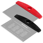 Ourokhome Dough Pastry Bench Cutter Scraper, Stainless Steel Pizza Cutter for Kitchen Baking, Dishwasher Safe, Anti-Wear Laser-Engraved Measuring Scale and Conversion Chart, 2 Pack, Black