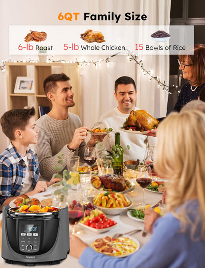 Nuwave Duet Air Fryer, Electric Pressure Cooker & Grill Combo, 540 IN 1 Multicooker with 2 Removable Lids, Slow Cook, Sears, Sautés, 18/10 SS Pot, Sure-Lock Safety Tech & 9 Deluxe Accessories