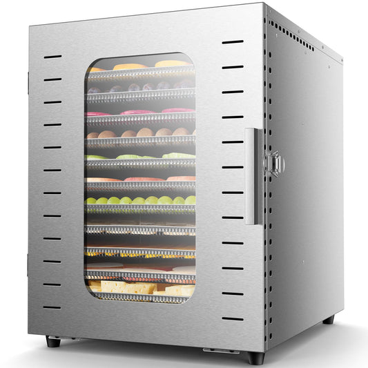 Ausegia Commercial Large 12 Trays Food Dehydrator, Usable Area up to 22.67ft², 1200W Full Stainless Steel Dryer Machine, up to 190℉ Temperature, for Meat, Fruit, Beef, Herbs, and Pet Food