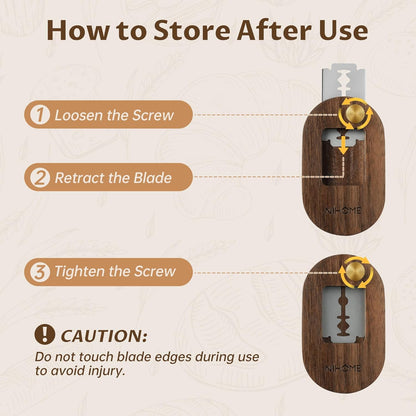 NiHome Bread Lame with Extractable Blade and Magnetic Back, Push-Pull Design for Secure Blade Locking, Easy-to-Use Walnut Wood Handle, Perfect for Dough Scoring, Bread, Pastries, and Food Cutting