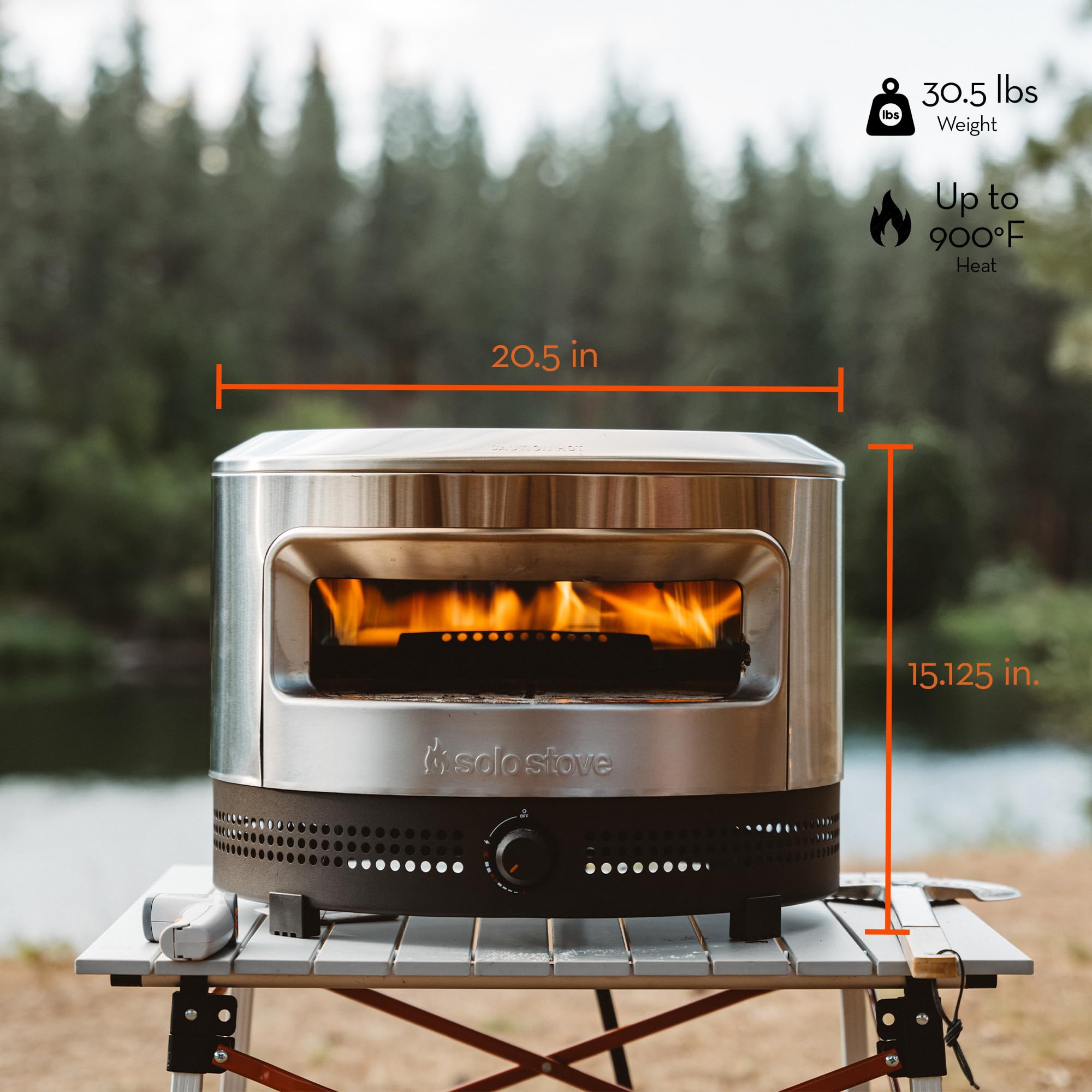 Піч для піци Solo Stove Pi Prime Outdoor - Газова піч для піци на пропані - Портативна піч для піци з поверхнею для приготування з кордієритового каменю - Напівкупольна конструкція - Широкий отвір - Нержавіюча сталь