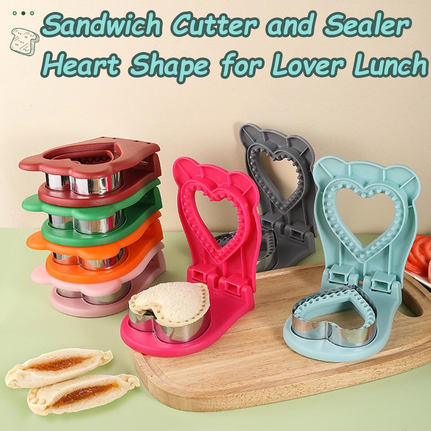 Sandwich Cutter and Sealer, Heart Sandwich Cutters for Kids Lunch, Uncrustable Maker Cutters Diy Pocket Sandwiches Great for Breakfast Sandwich, Lunch Box, Bento Box(Blue)