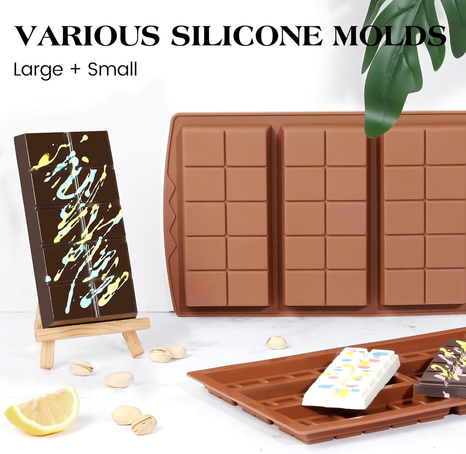 1 Pc Chocolate Bar Mold Deep Large Chocolate Molds Silicone Break Apart Thick Silicone Molds for Candy Bar (10 Snap）