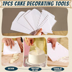 Teenitor Cake Scraper Cake Smoother, 7 Pcs Dough Scraper Bowl Scraper Cake Cutter Cake Spatula Bench Scraper Kitchen Plastic Scraper Tool Cake Decorating Kit