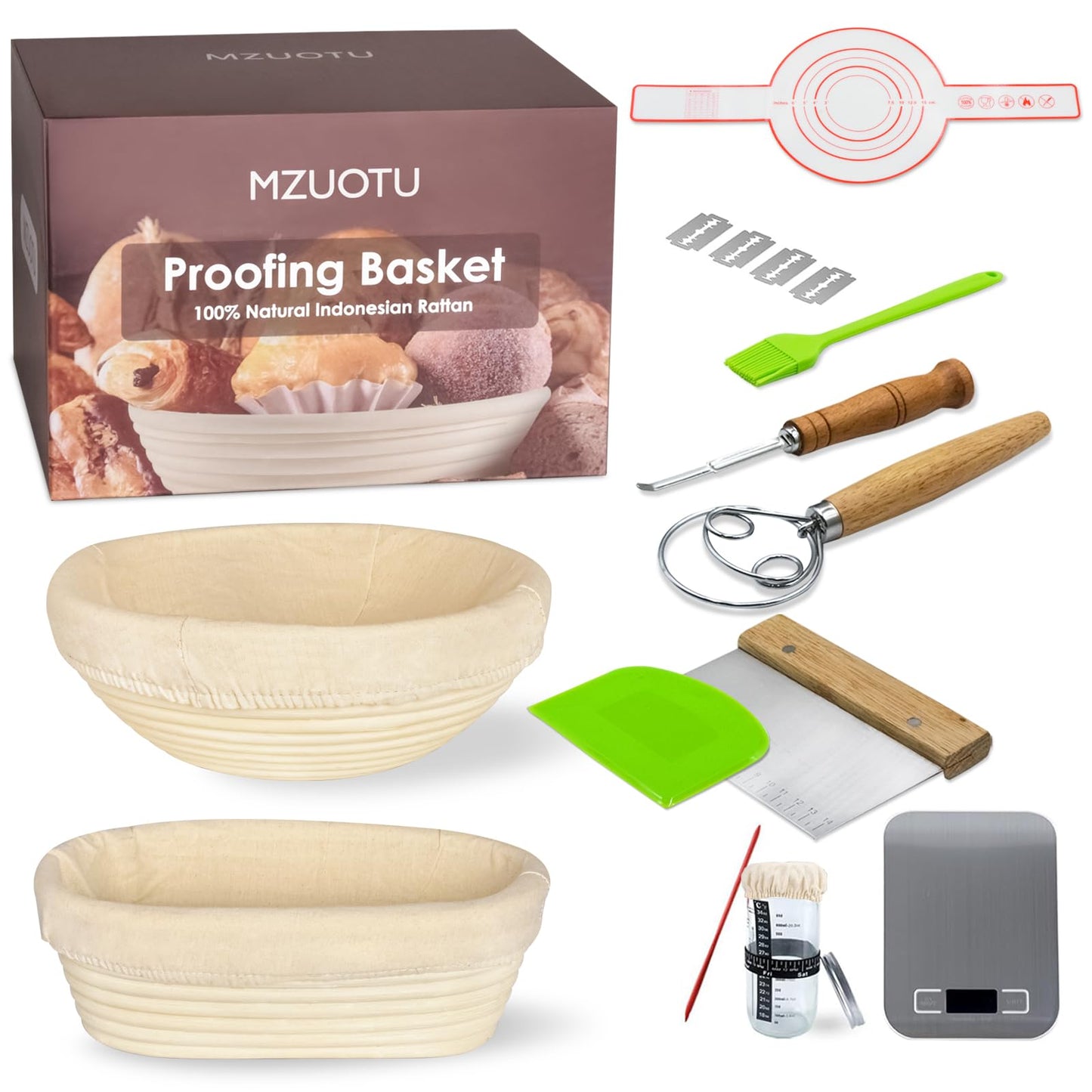 Banneton Bread Proofing Basket: 2 PCS Sourdough Proofing Basket with Liner - Round Banneton Basket for Baking
