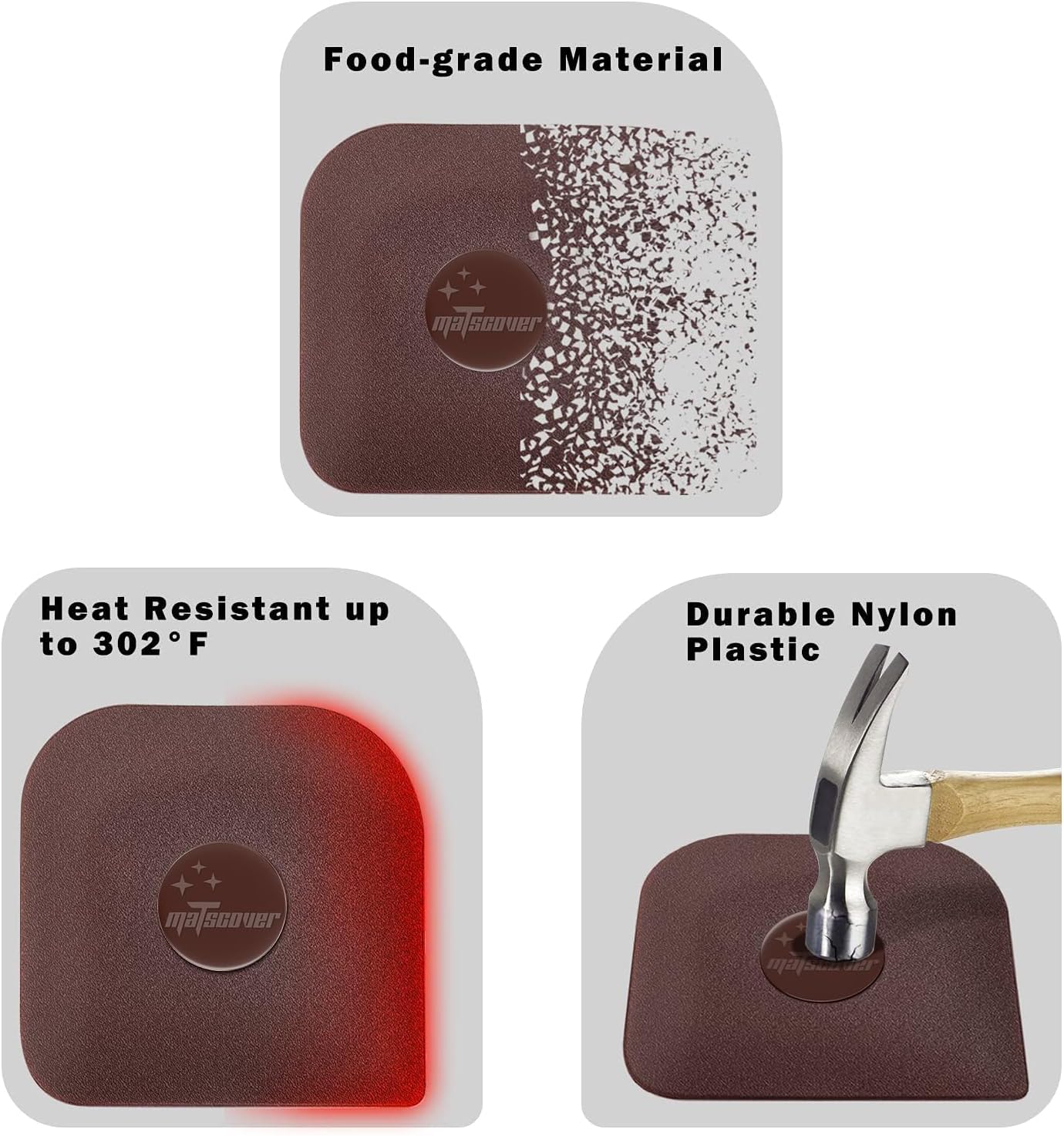 Pan Scraper, 5 Pcs Pot Scraper Plastic, Pot Scraper Non Scratch for Cast Iron, Pot and Pan Cleaning, Sturdy Scraper Kitchen Tool