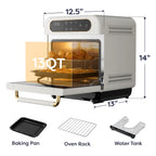 CIARRA 8-in-1 Air Fryer Steam Oven Countertop,12L Mini Toaster Oven with Steam, Rapid Steam, Air Fry, Vapor Bake, Steam Clean, Bake, Dried, Ferment, White