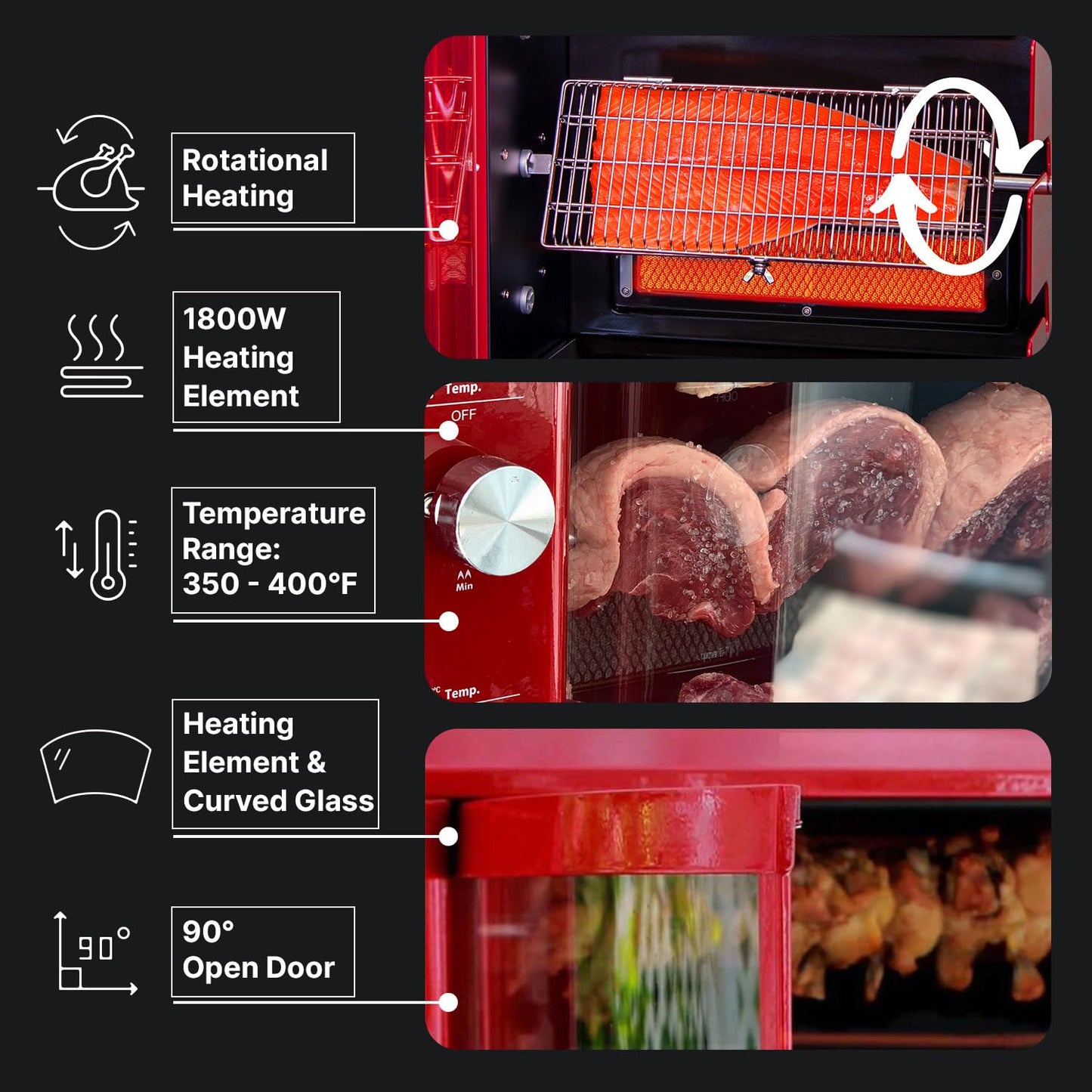 Brazilian Flame Churrasco® Gas Rotisserie Oven Grill Roaster with Auto Rotating Skewers for Rotisserie Chicken, Brazilian Style BBQ and Churrasco, Shawarma Machine, Propane Grill - 2024 Series