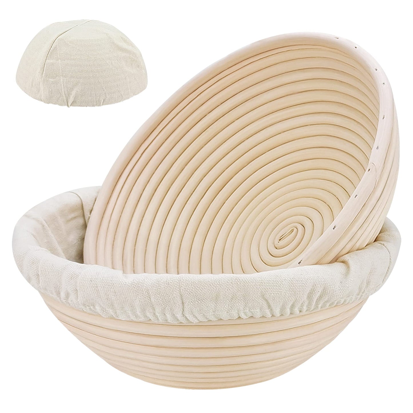 Banneton Bread Proofing Basket Set of 2: 9 Inch Round Sourdough Proofing Bowls for Artisan Bread Making for Professionals and Home Bakers