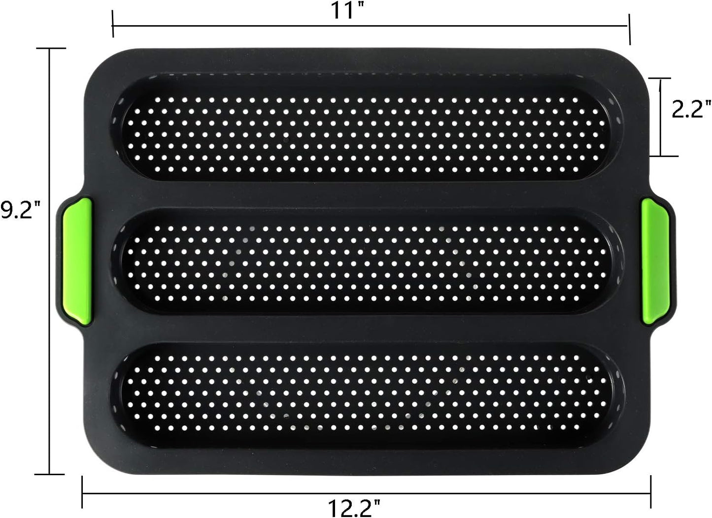 TOPZEA Set of 2 Silicone Baguette Pan, Nonstick French Bread Bake Mold, 8 Gutter Perforated Ham Burger Buns Sandwich Rolls Pans, 3 Wave Long Loaf Toast Mold Baking Tray for Oven Baker