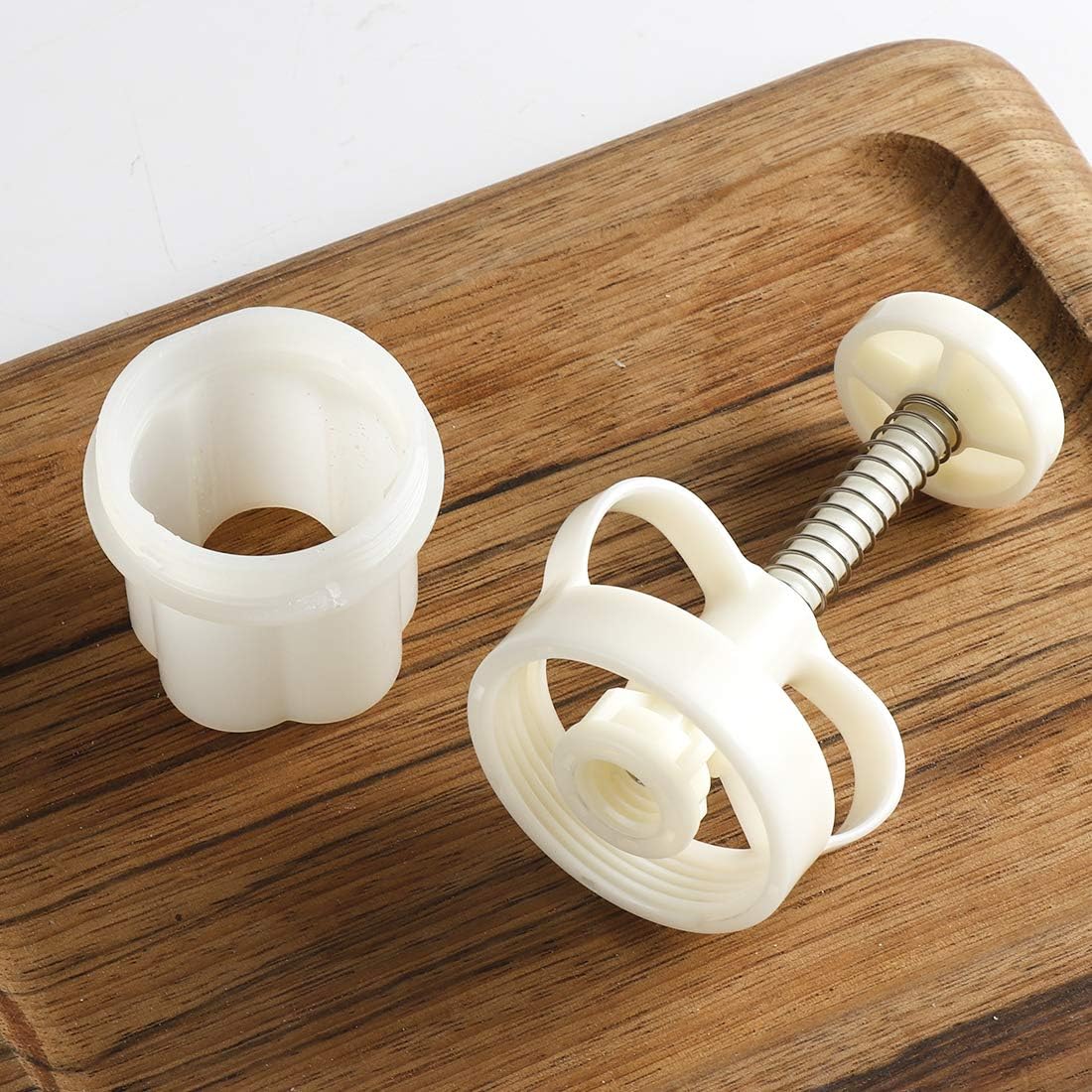 Moon Cake Mold Chinese Mid-autumn Festival Cookie Stamp Set, Thickness Adjustable 50g 6 Stamps Mooncake Shortbread Press DIY Decoration Hand Cutter Cake Polvoron Mold