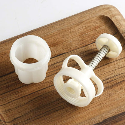 Moon Cake Mold Chinese Mid-autumn Festival Cookie Stamp Set, Thickness Adjustable 50g 6 Stamps Mooncake Shortbread Press DIY Decoration Hand Cutter Cake Polvoron Mold