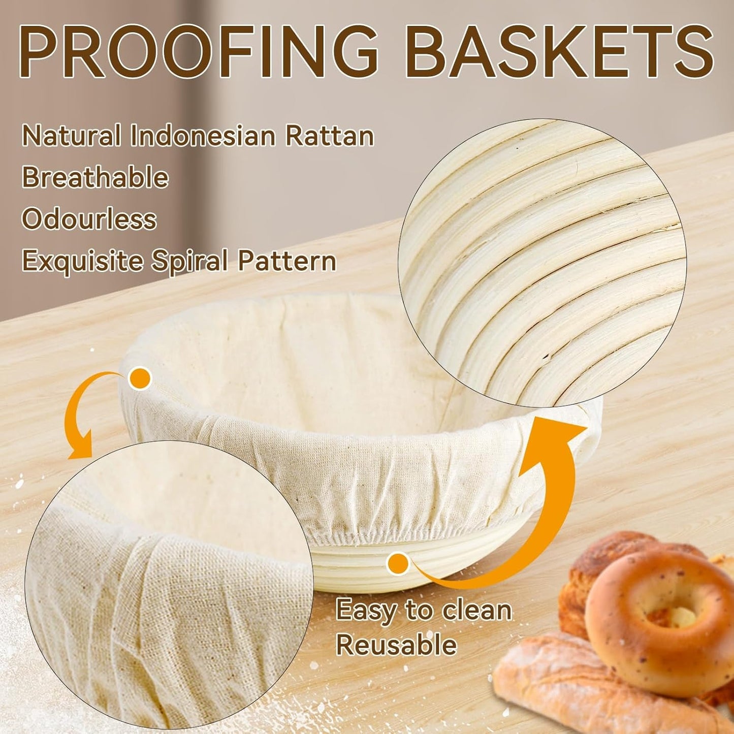 Sourdough Starter Kit - Banneton Proofing Basket 9 Inch Round & 10 Oval, 26 PCS Baking Supplies With Starter Jar, Bread Sling, Lame, Danish Dough Whisk, Bags
