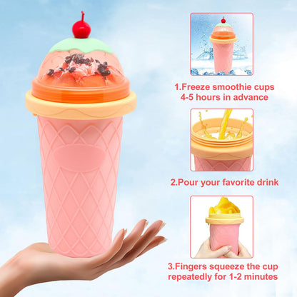 Slushie Maker - DIY Magic Quick Frozen Smoothies Cup for Homemade Milk Shake Ice Cream Maker, Portable Cooling Cup, Double Layer Squeeze Slushy Maker, Birthday Gifts for Kids, Friends, Family