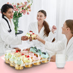 (12 Pack x 20 Sets) Stackable Cupcake Carrier with 240 Pack Liners, Plastic Cupcake Boxes Holders for 12 Cupcakes, High Tall Dome Lid Cupcake Containers, Clear Disposable Cupcake Trays