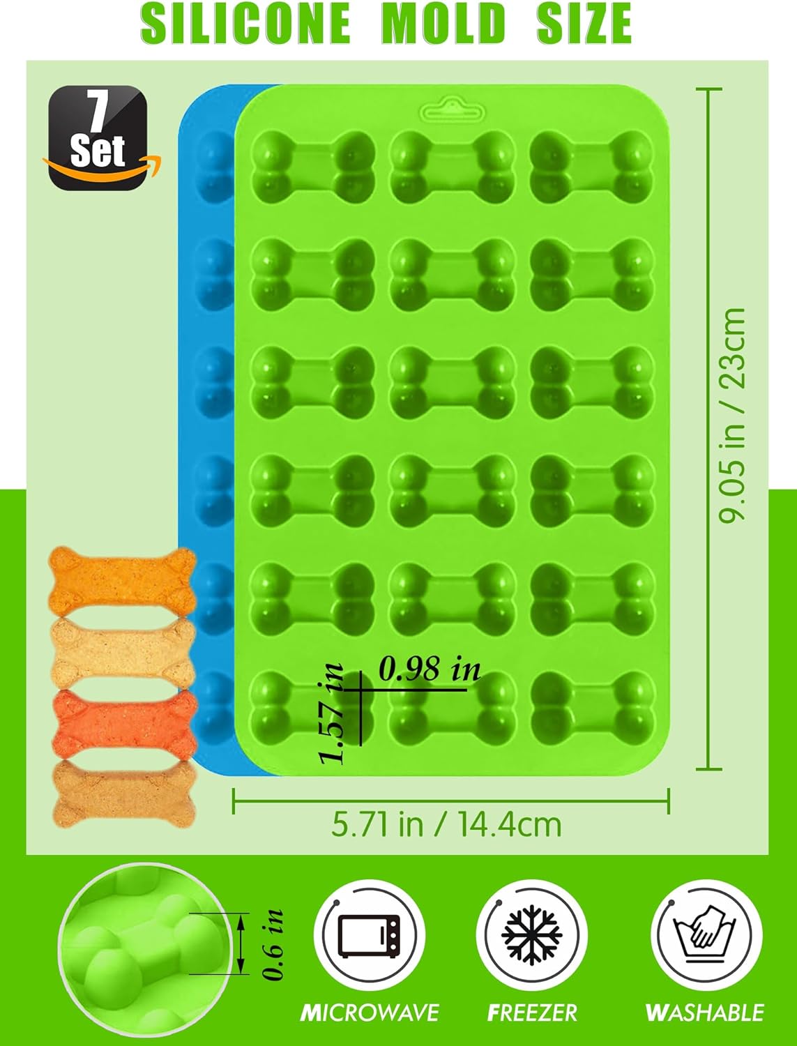 Set of 7，4 Pieces Silicone Molds Puppy Dog Paw & Bone Shaped and 3 Pieces Stainless Steel Bone Cookie Cutter,for Homemade Treats and Cat Animal Paw Ice Candy Chocolate Baking Mold.