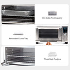 Nuwave Bravo Air Fryer Toaster Smart Oven, 12 w 1, konwekcja blatowa, pojemność 30 qt XL, sterowanie temperaturą 50°–500°F, regulacja grzałki górnej i dolnej 0%–100%, wygląd szczotkowanej stali nierdzewnej (odnowiony)