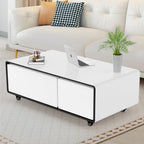 AF ARTISAN FURNITURE Розумний журнальний столик з холодильником, розумний стіл 90 л з вбудованим холодильником, бездротовим зарядним пристроєм, USB-портом, для вітальні, 106,7 см Г x 58,8 см Ш x 46,1 см В, білий