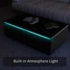 ACCOER 51in Smart Coffee Table with Built in Fridge, Living Room Table Bluetooth Sound and Wireless Charging, Type-C & USB Interface, Temperature Control, Modern Center Table with LED
